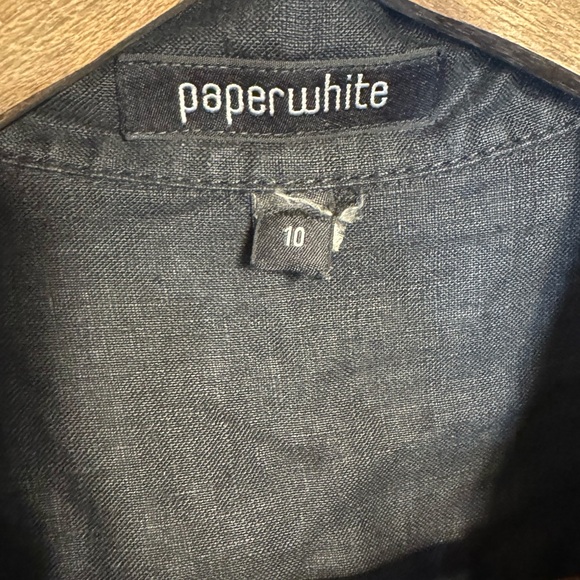 Paperwhite Womens Linen Dress 10 Black Long Sleeve Lagenlook Minimalist‎ Capsule - Picture 5 of 6